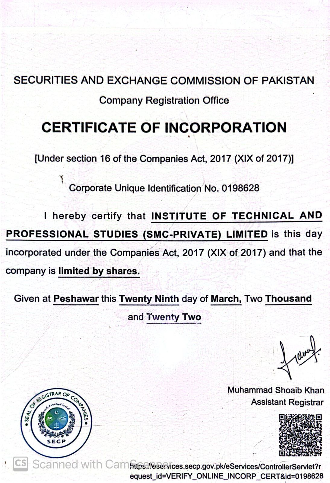 Registered with SECP Pakistan